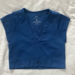 SET Active Blue Fitted Crop Tank Top